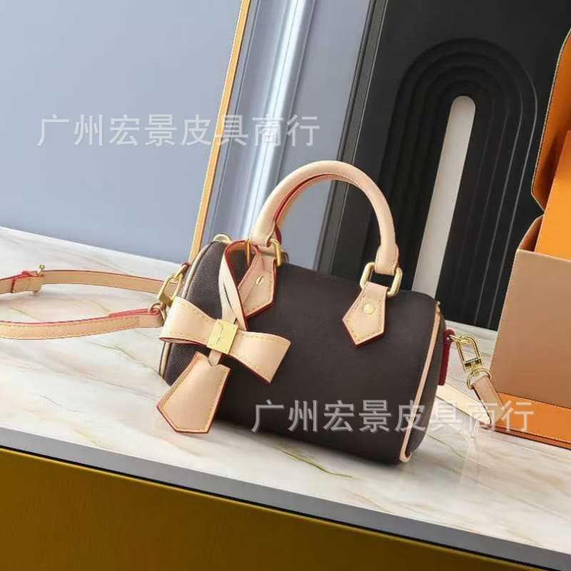 White Tricolor Pillow Bag Boston Single-shoulder Portable Bowknot Female Cowhide Handbag
