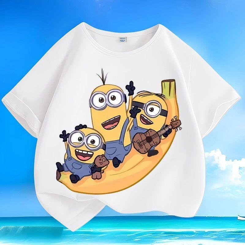 

Summer Cartoon Minions Banana Boat Cute Print Design Children s T-Shirt Suitable for Boys and Girls 100