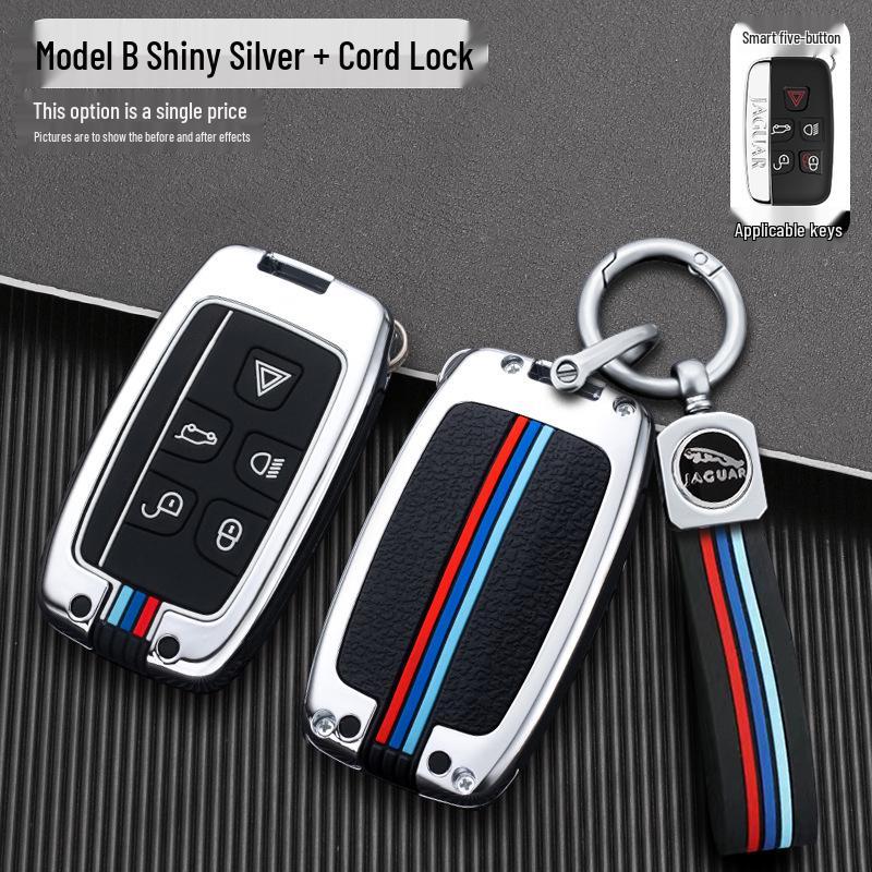Compatible Jaguar Key Case for 22 Models: XEL, XFL, F-PACE, E-PACE, XF - Metal Shell, Key Set, Buckle Included