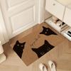 Polyester Black Cat Welcome Doormat - Machine Washable, Printed "Hope You Like Cats", Suitable for Front Door, Indoor/Outdoor