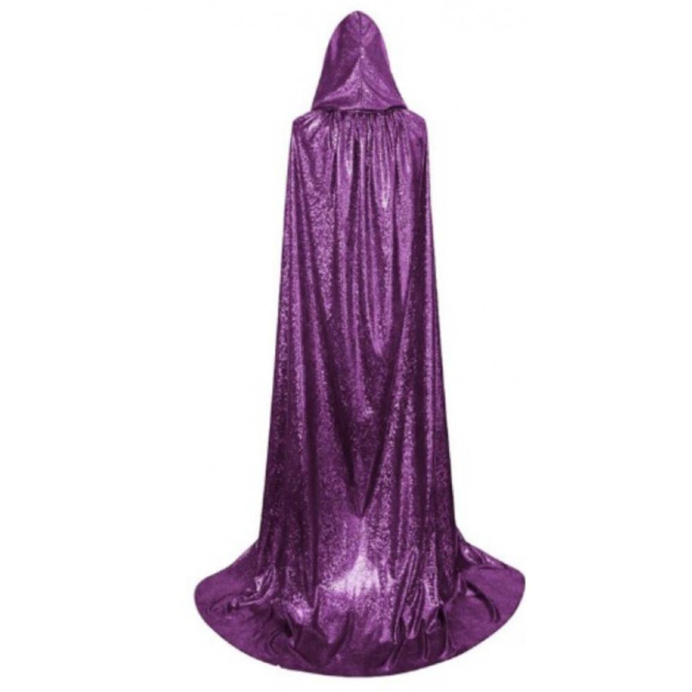 Wizard Halloween Cloak Gown Shiny Witch Cape Funny Hooded Ponchos  Adult Kids