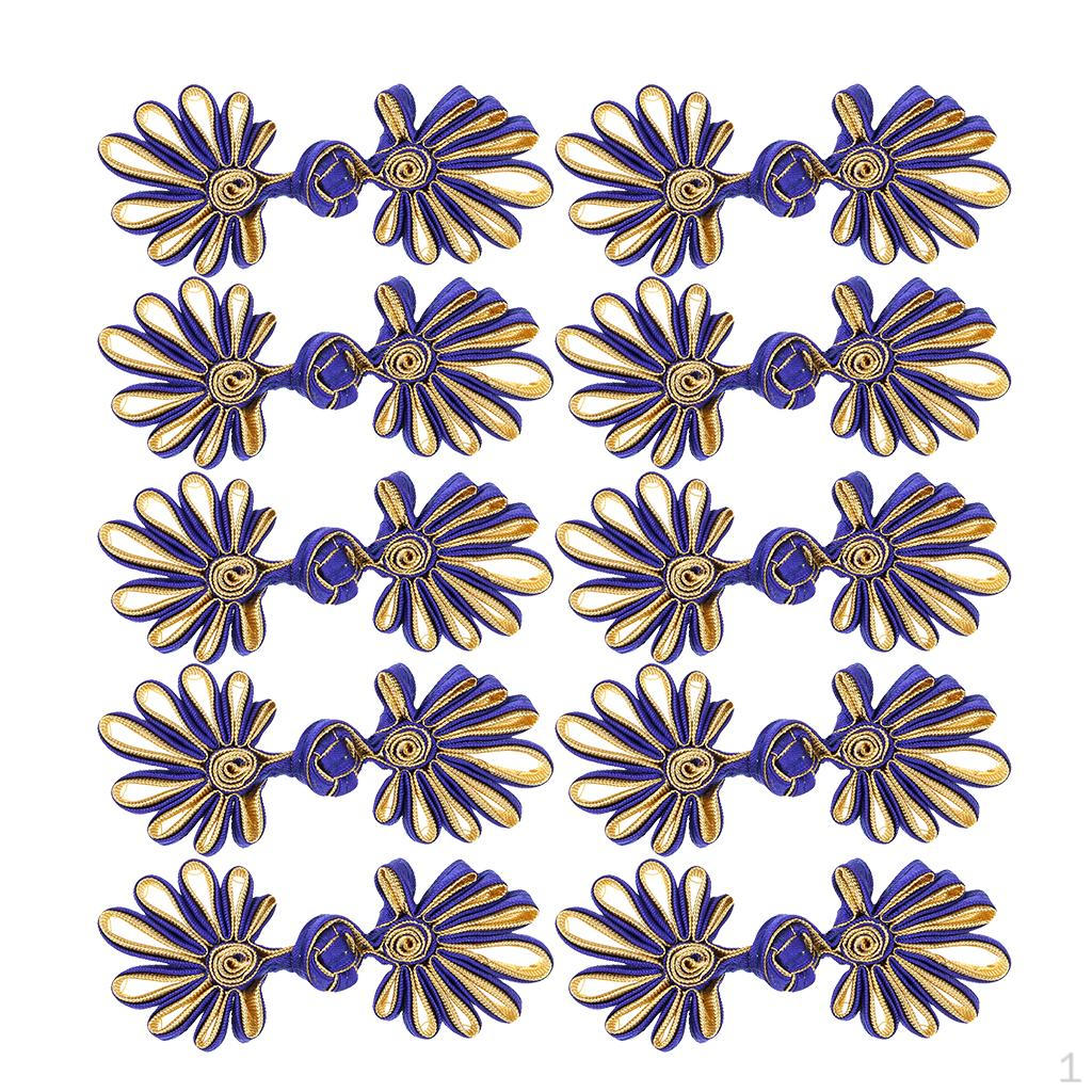 5 Pair Handmade Flower Chinese Closures Button For Sewing Crafts