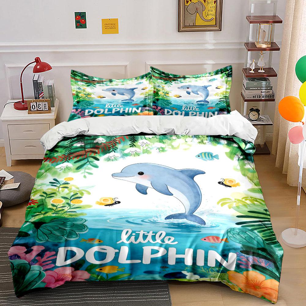 

Jumping dolphin, ocean flora. Bedding sets Duvet cover sets Duvet covers Pillowcases(1 * Duvet Cover 2 * Pillowcases, without duvet insert) 135x200cm