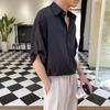 Men's Ice Silk Five-Point Sleeve Shirt - Loose, Wrinkle-Free Korean Fashion, Versatile Summer Top
