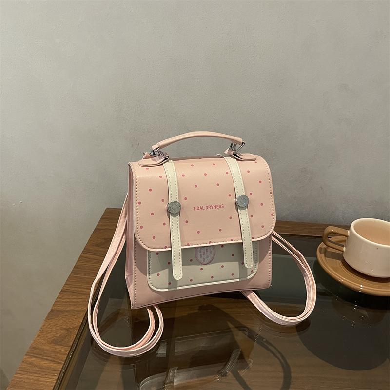 Schoolbag Simple Korean Version Niche Backpack Women's 1011 New Fashion Versatile Portable Polka Dot Backpack Student Class Bag