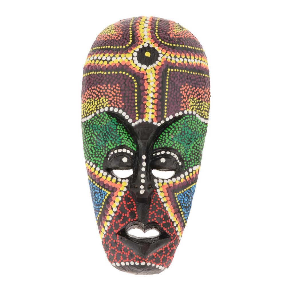 Thai Mask Hand Painted Wall Hanging Chiseled Ornament