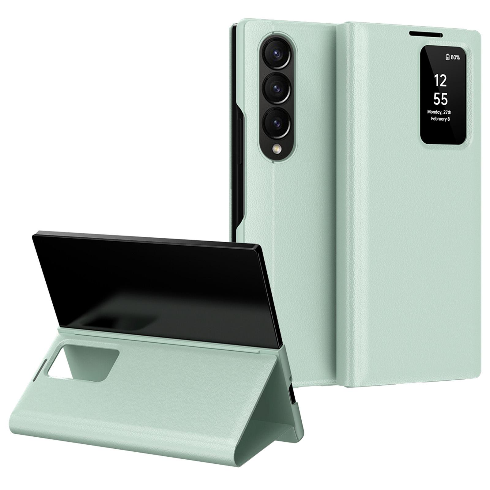 

Для Samsung Galaxy Z Fold4 5G Чехол Кожаный Чехол для Телефона с Окошком для Просмотра Отделением для Карт Light Green