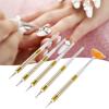 5Pcs Double Ended Nail Brushes Professional DIY Nail Art Liner Brush Dotting Pen with Dustproof Lid for Home Nail Salon