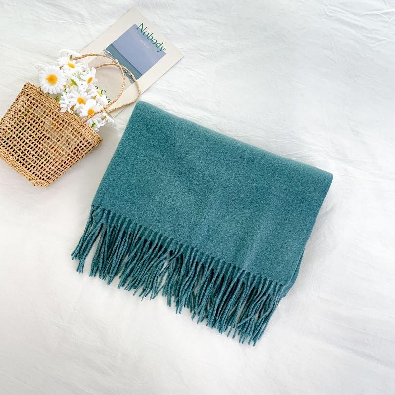 Mary 300g imitation cashmere tassel scarf women's winter solid color thickened warm shawl Japanese scarf