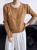 2025 Women's Solid Color Fake Two-Piece Slimming Knit Pullover Sweater