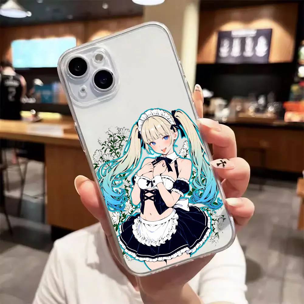 Kawaii Anime Girl Luxury Transparent Phone Case For IPhone 17 16 15 Pro Max 14 13 12 11