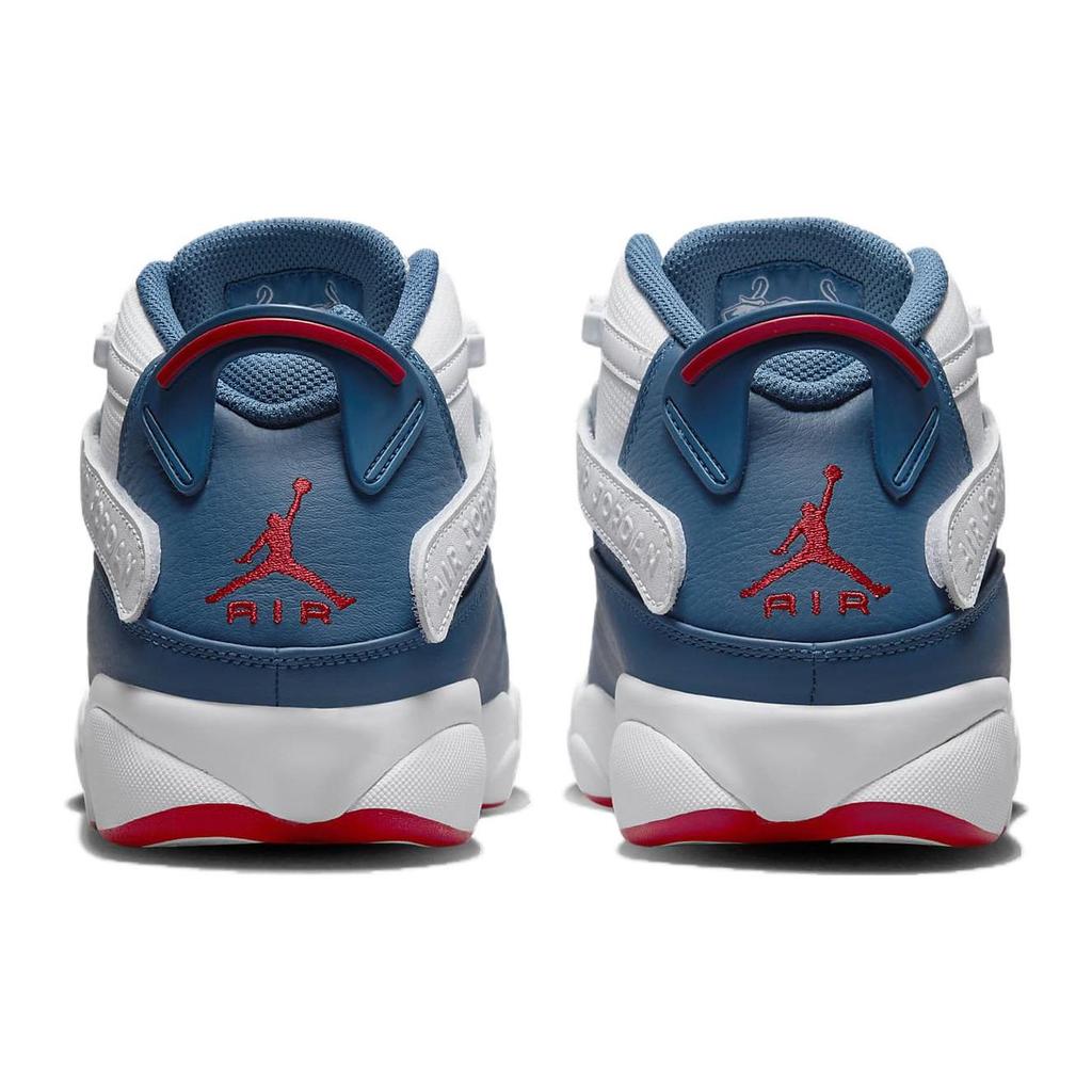 Air Jordan 6 Rings True Blue Men Sneakers White University-Red Light-Steel-Grey 322992-140