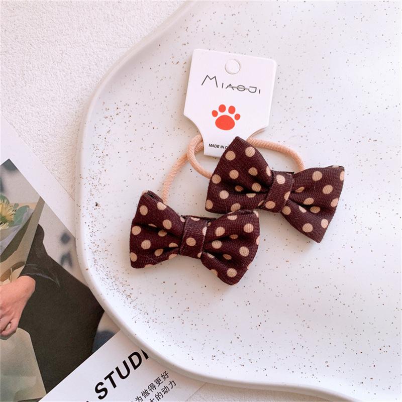 Süße Punktstoff Schleife Haarband Ring Kinder Baby Mädchen Kinder Elastisches Haar Gummi Band Accessoires Kopfschmuck Kopfbedeckung Ornament