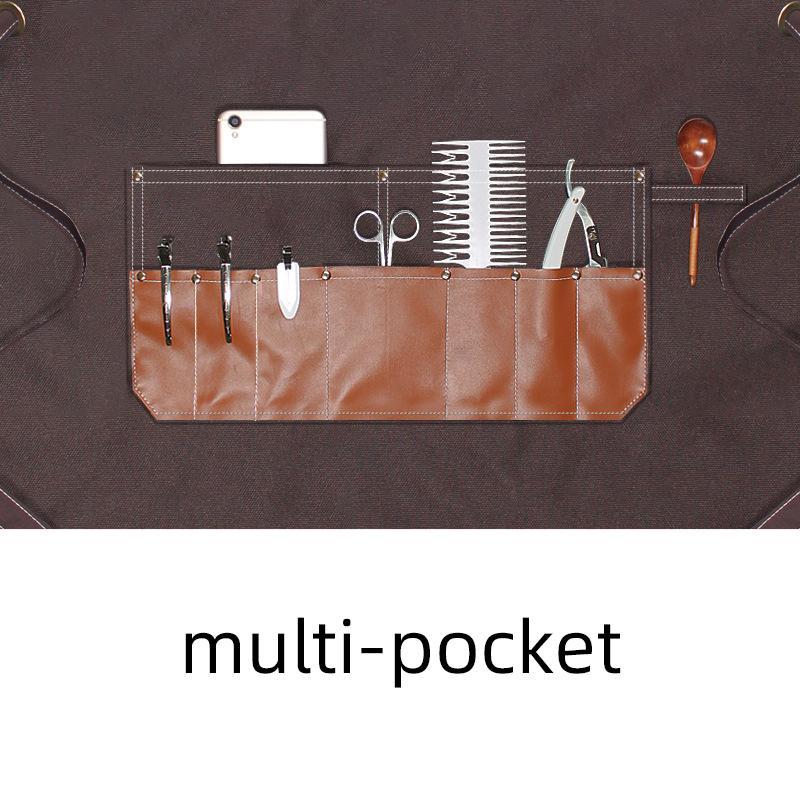 Waterproof Canvas Multi Pocket Barber Apron Men's and Women's Painting Work Clothes Anti Fouling Apron for Coffee