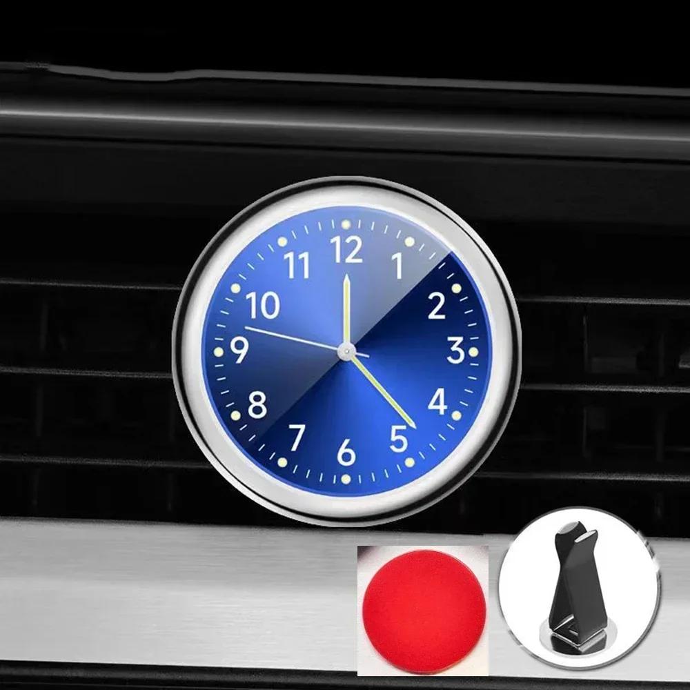 1pc Mini Car Clock Luminous Automobiles Internal Stick-On Quartz White 40mm Clocks Auto Watch Ornament Mechanics Digital Bl W8I4