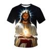 Summer Round Neck 3D Christ Jesus Print Top Fashionable Casual Short Sleeved Men's T-shirts