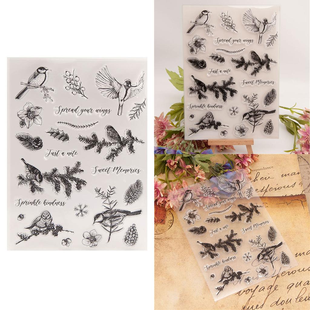 Winter Birds Silicone Clear Stamps for Card Making Scrapbooking Embossing DIY Craft Album Rubber Seal Stamps Decoration