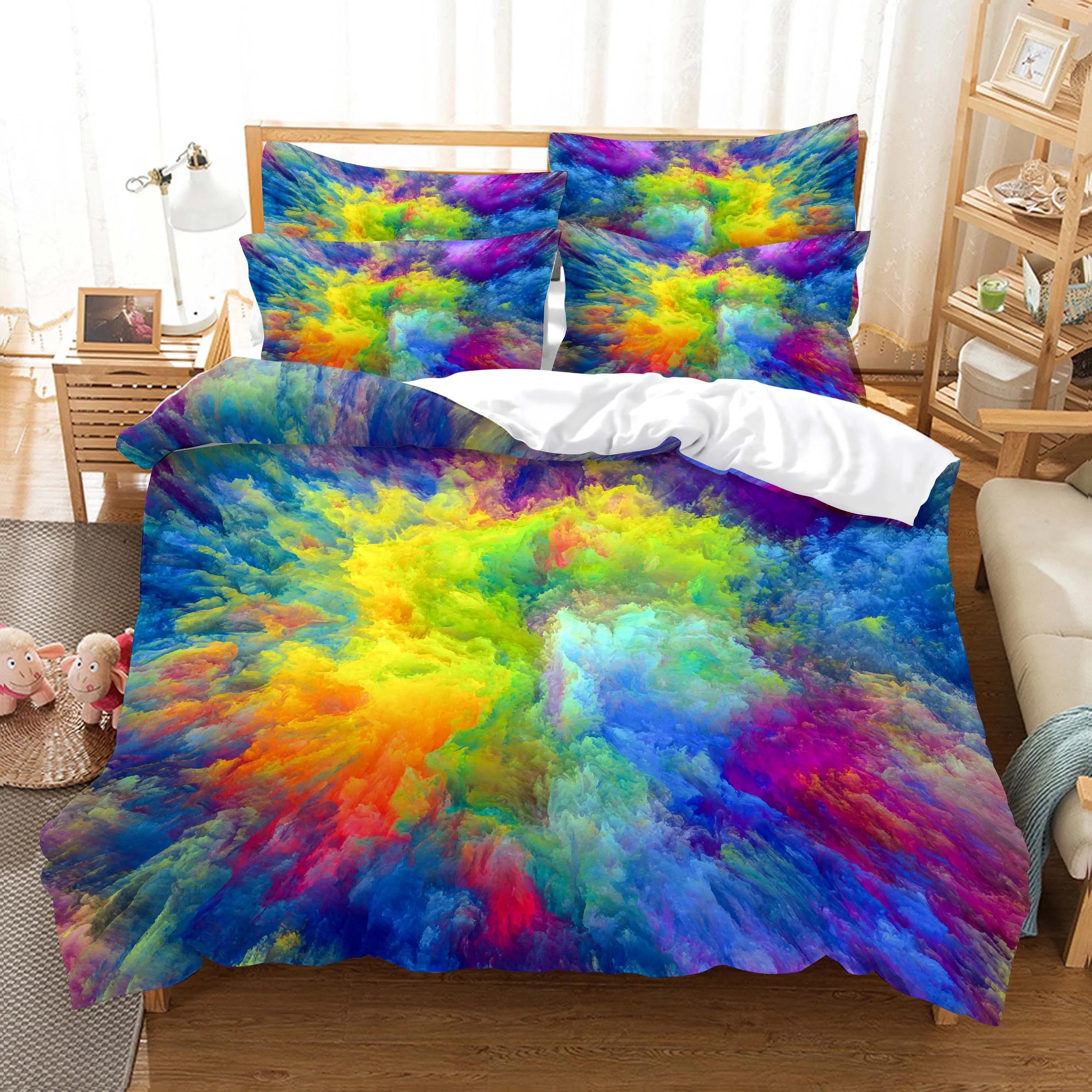 

Comforter Art Watercolor Love Graffiti Ink Dots Bedding Set Fordormitory Home Hotel Bedroom Comforter Cove Comforter (quilt)-EU Single(135*200cm)3pcs