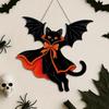 Wooden Black Cat Pendant 2D Flat Halloween Decoration Vintage Hanging Decoration Sign  Halloween