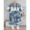 Jungen Freizeit Minimalistisches T-Shirt Set Geeignet Für Den Sommer Mit Cartoon Muster