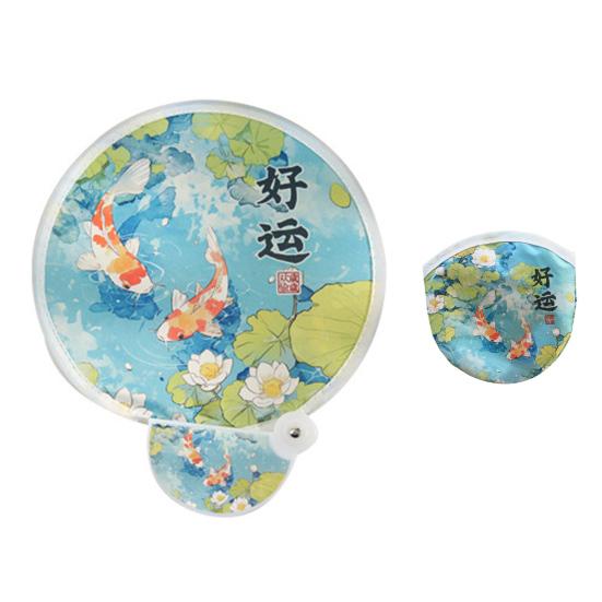 

Складной веер с отражателем в виде мультяшного узора, портативный легкий складной веер с рисунком рыбы, оранжевой панды, ручной веер D