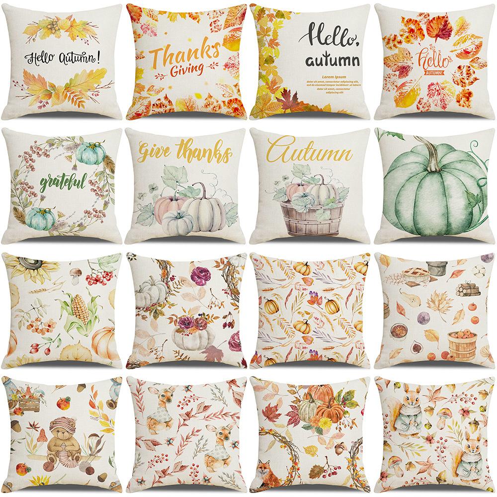 Home Autumn Pillow Cover New Pumpkin Truck Linen Cushion Cushion Cover