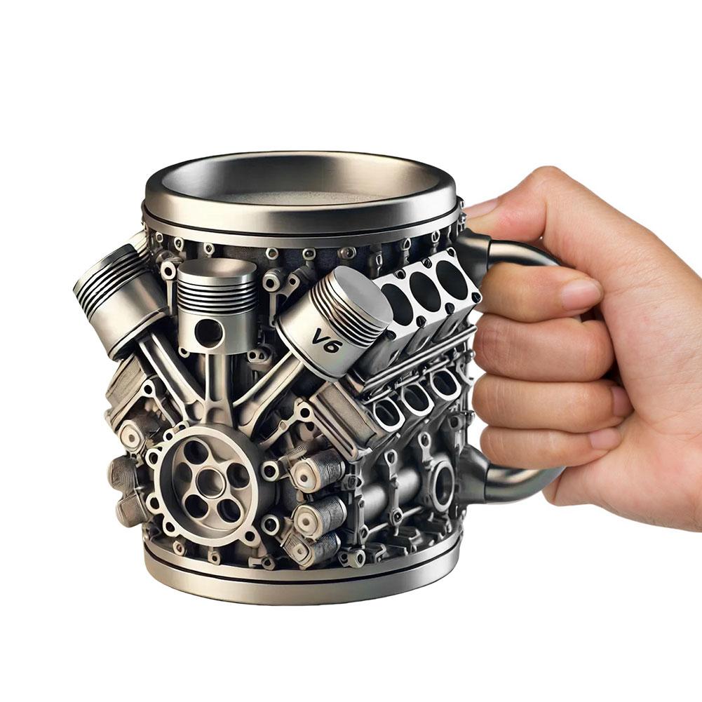 Engines Stainless Steel Cup Handmade Engines Coffee Cup For Car Enthusiasts Capacity Tea Mug For Home Or Office Unique 3D