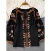 Ethnic Style Long Sleeve Loose Cotton and Linen Pullover Casual Embroider
