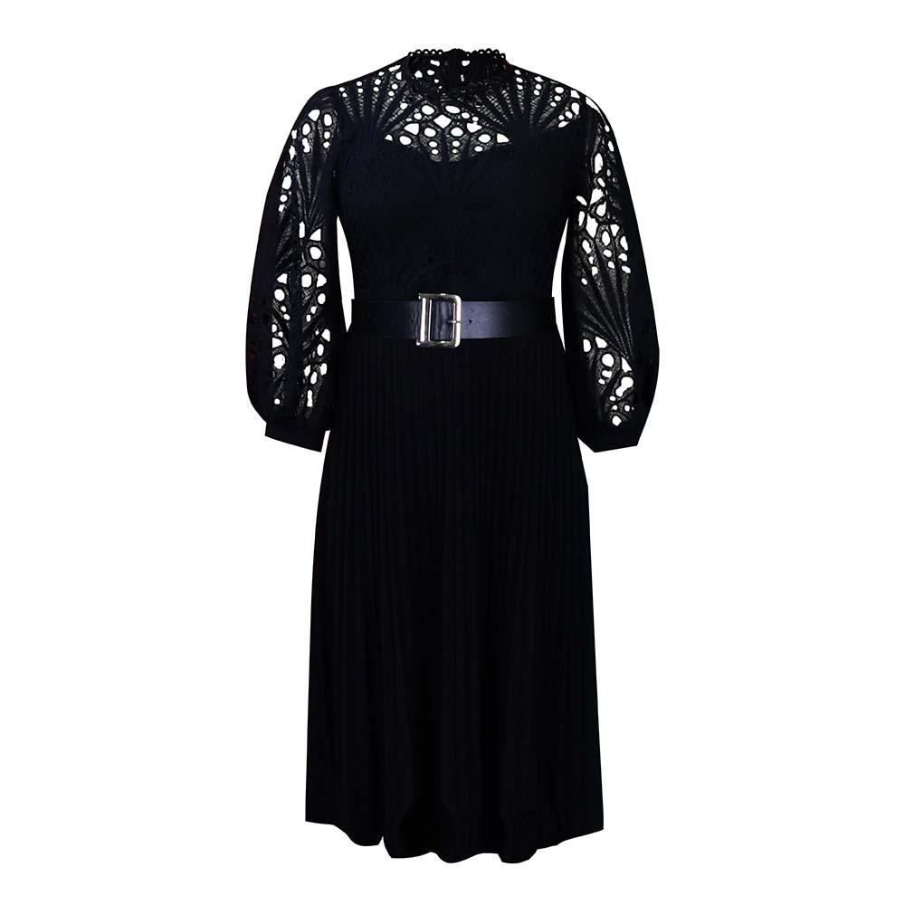 Summer Oversized Lace Hooked Flower Sexy Hollow Out Pleated Dresses for Women Cross Dress