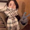 New imitation cashmere scarf women's winter high-end feeling small fresh plaid thickened warm shawl scarf