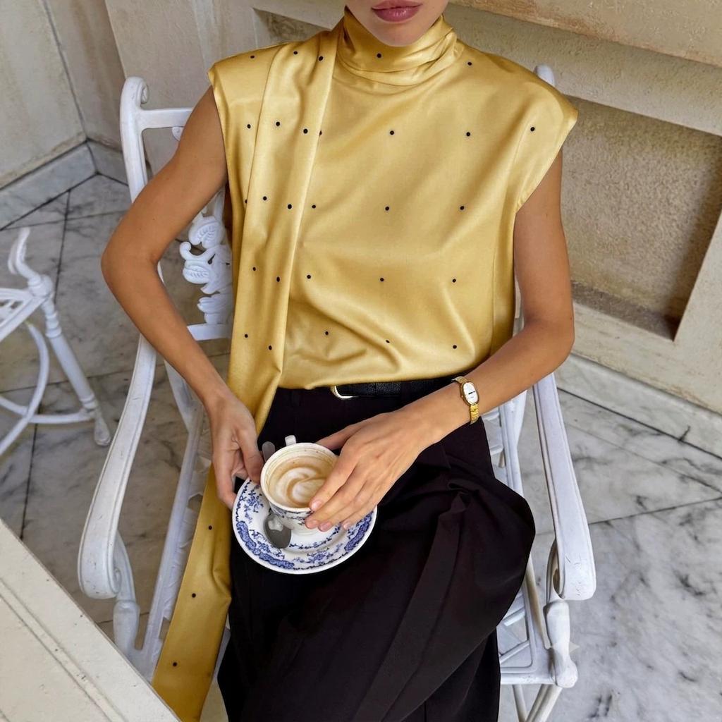 Women S Polka Dot Vest Elegant Casual Summer Top