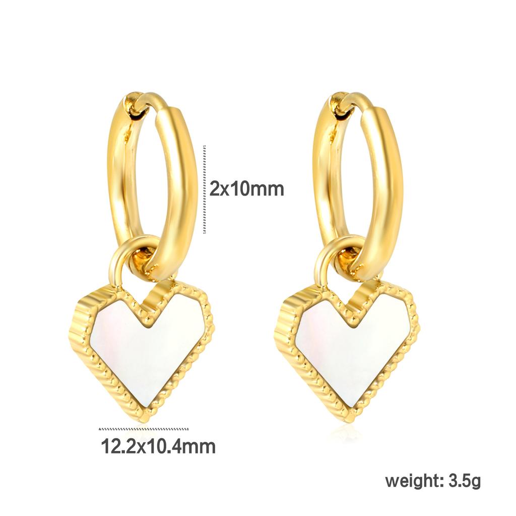 French Light Luxury White Shell Heart Ear Studs Ins Small Elegant Earrings