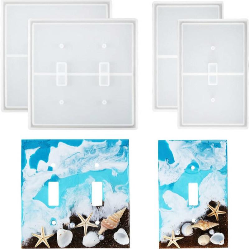 1PC Switch Board Silicone Mold Socket Panel Casting Mold Double Hole Square Single Hole Rectangle for DIY Handmade