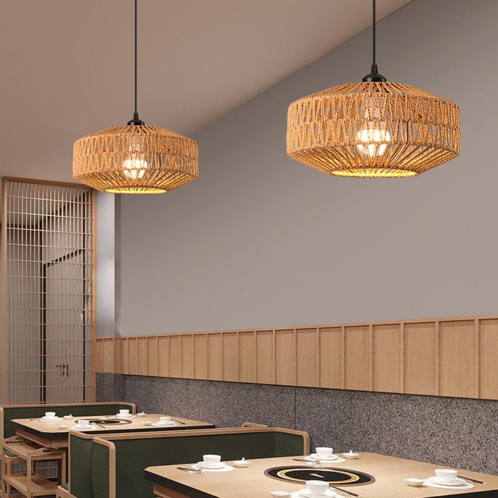 JOYINLED Handmade Rattan Chandeliers E27 LED Light Hand Woven Bedroom Hanging Ceiling Light Modern Home Decoration Light Fixture