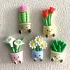 2Pcs Cartoon Potted Plants Fridge Magnet Resin 3D Potted Cactus Aloe Lily Tulip Flower Refrigerator Magnet Kitchen Home Office Decoration
