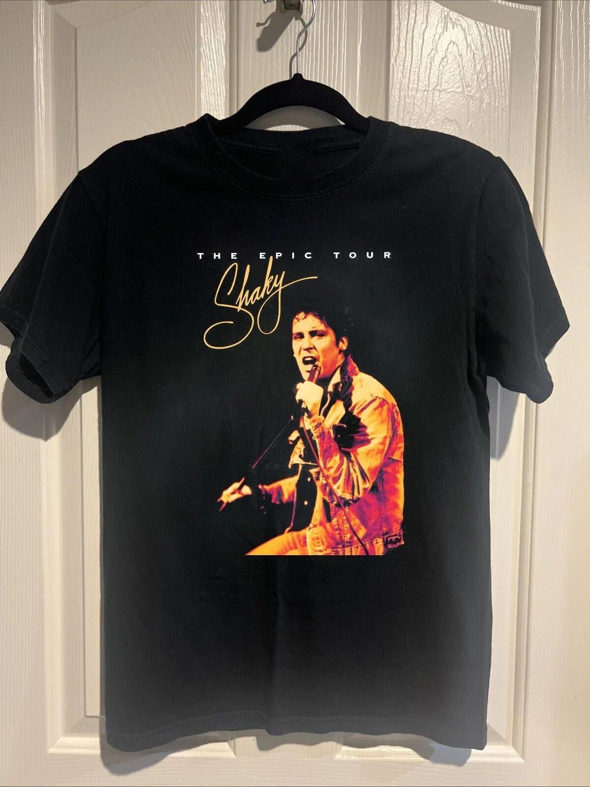 Shakin Stevens The Epic Tour Black Cotton T Shirt Full Size S-5XL S