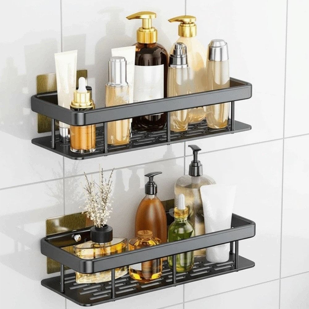 2Pcs Waterproof Bathroom Storage Rack Rustproof Large Capacity Cosmetic Storage Box Easy Install Thicken Wall-Mounted Shelf Rack