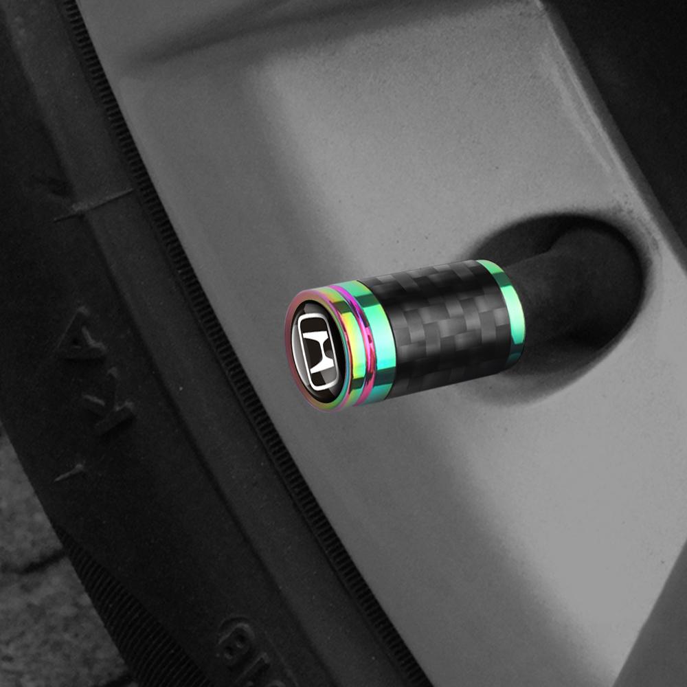 4Pcs Metal Carbon Fiber Car Wheel Tires Valve Caps Emblem Cover For Honda Civic Accord Prelude Mugen City Pilot Auto valve cap