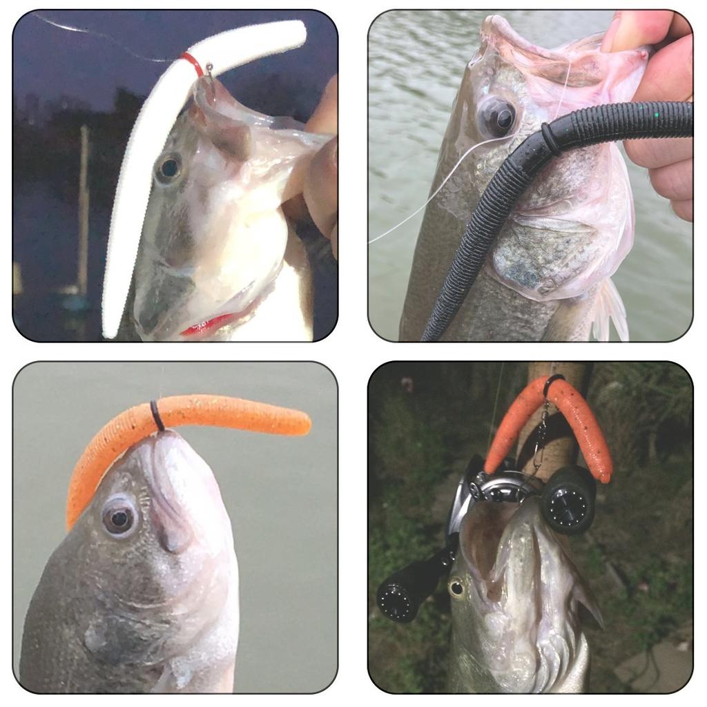 8 ks Aonepro Měkké plastové rybářské nástrahy Balení 1/4 oz Pomalé klesání Slané larvy Nástrahy pro okouna Finesse Wacky Rig Jig Sladkovodní Mořský rybolov