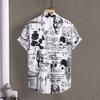 Men Summer Short Sleeved Shirts with Lettering Ink Graffiti Printing Digital Printing Shirt