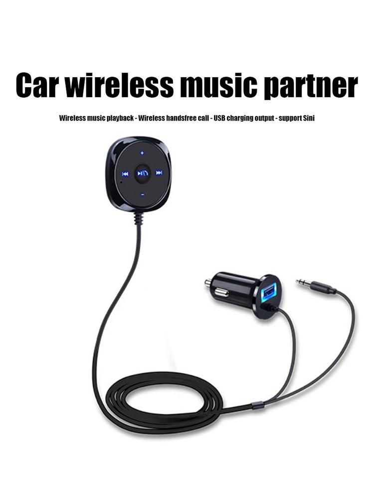 Car Bluetooth-compatible Audio Receiver 3.5mm AUX Handsfree Audio Music Receiver Adapter Auto Accessories for Smartphone Tablet
