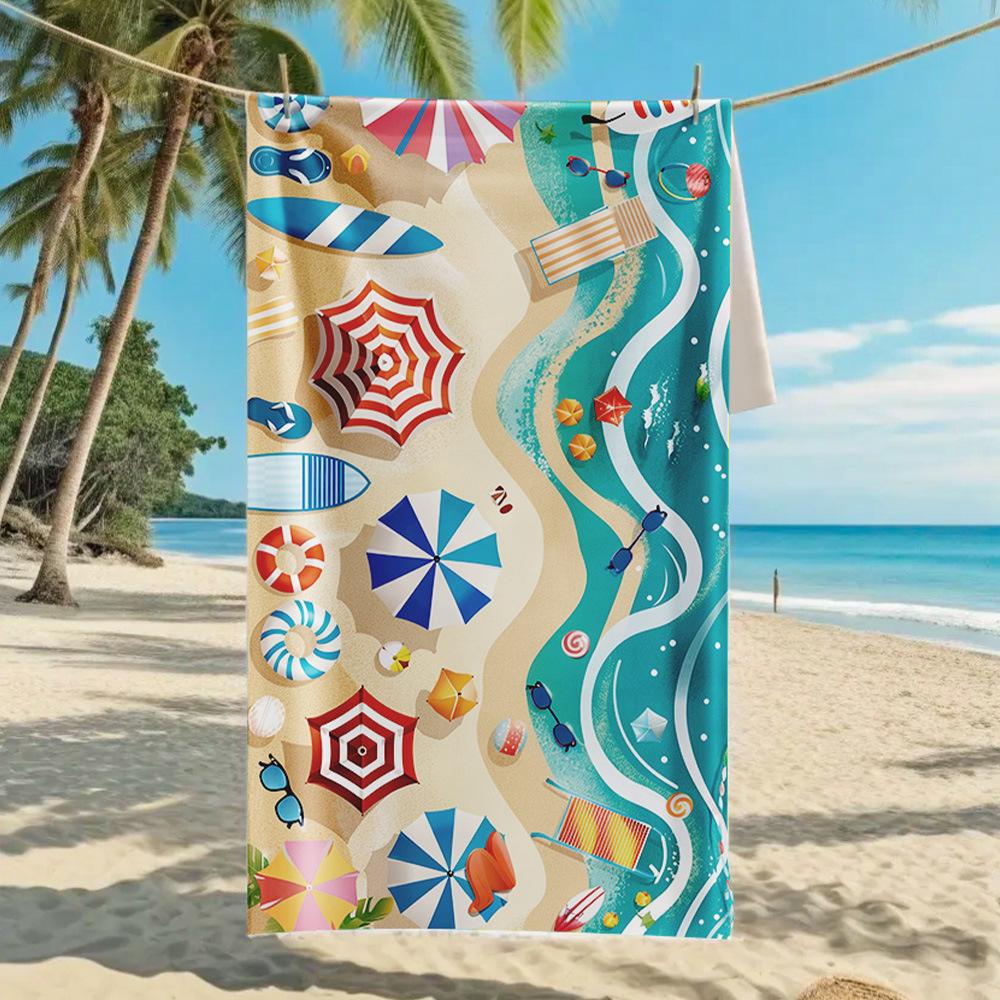 New, Double-sided Velvet Beach Towel Quick-drying Sports Towel Printed Bath Towel