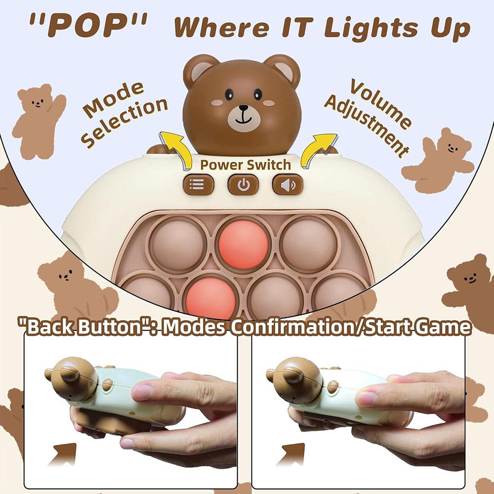 Quick Push Bubble Game Machine, Light Up Handheld Squeeze Stress Relief Toys for 3+ Boys Girls Kids Adults 4 Modes