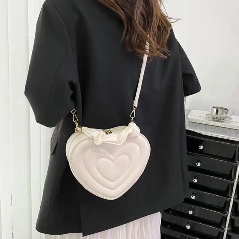 1Pcs Fashi Love Heart Shape Shoulder Bag Small Handbags Designer Crossbody Bags For Women Solid Pu Leather Top Handle Bag