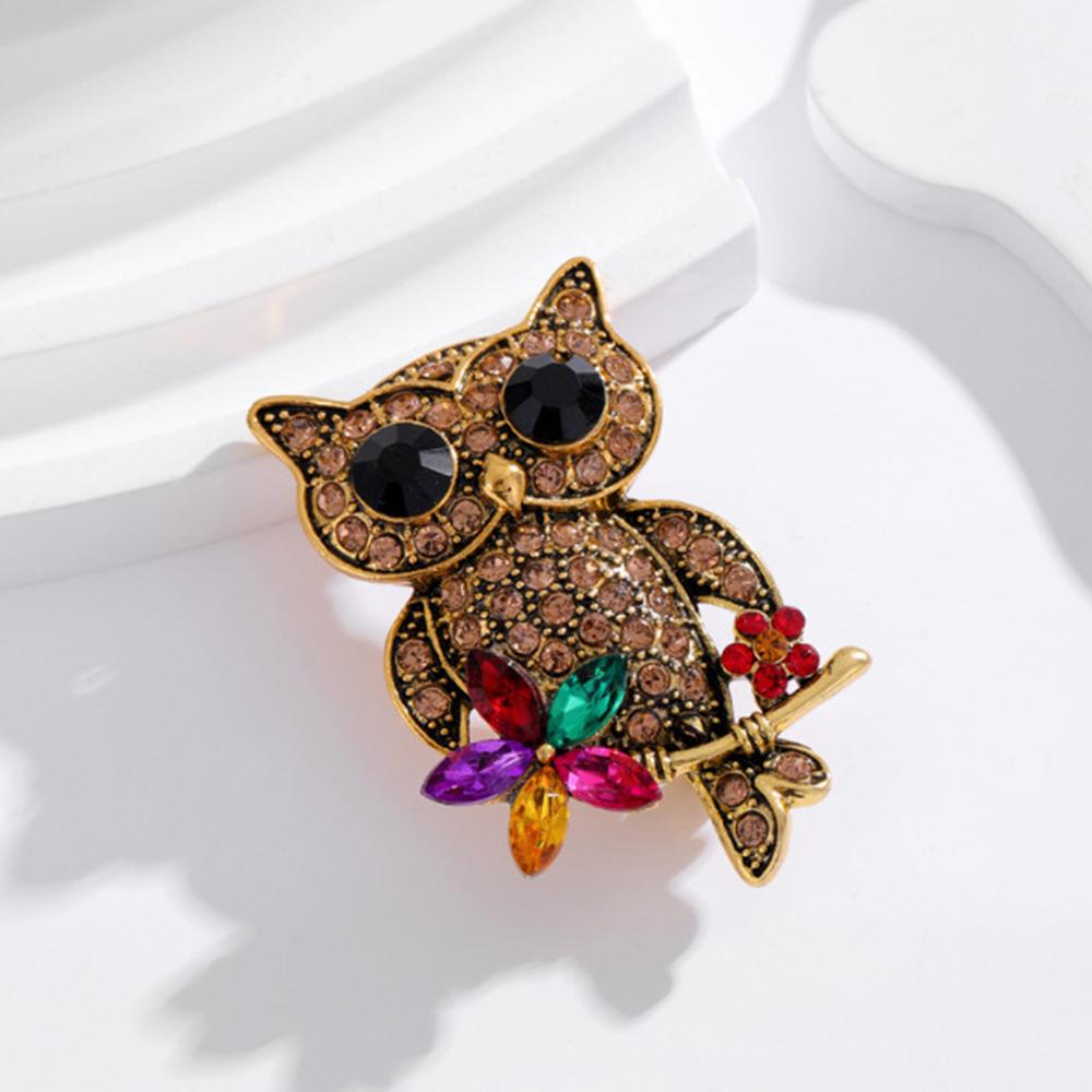 

Fashionable owl zircon brooch, anti-exposure pin for women, metal button to fix clothes, wedding party gift