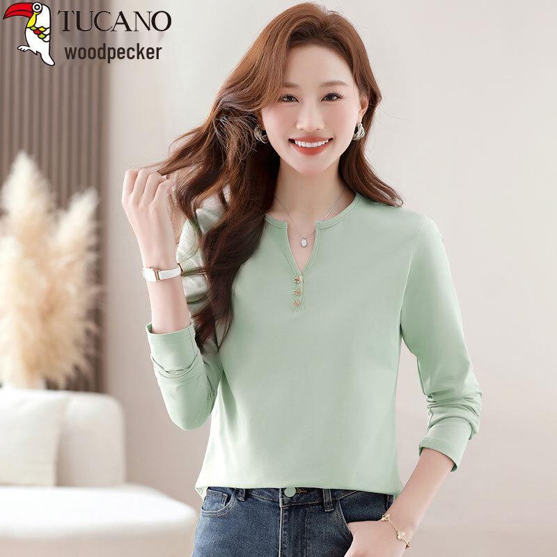Women s Plus Size V-Neck Long-Sleeve Cotton T-Shirt XL