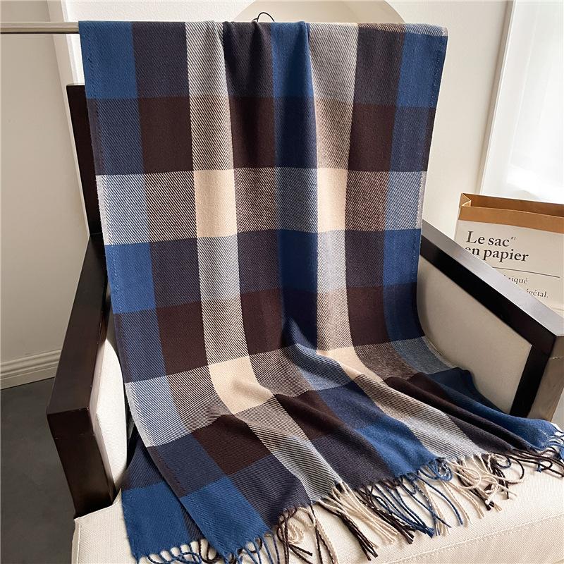 New Autumn Winter Korean Scarf For Women Thick Warm Wrap Plaid Tassels Head Scarves Female Windproof Shawl Men Neckerchief Hijab