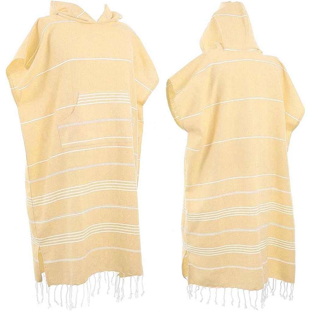 Wearable Turkish Beach Towel Sandproof Cotton Large Surf Poncho Robe Hooded Wetsuit Changing Towel Quick Dry for Beach Travel