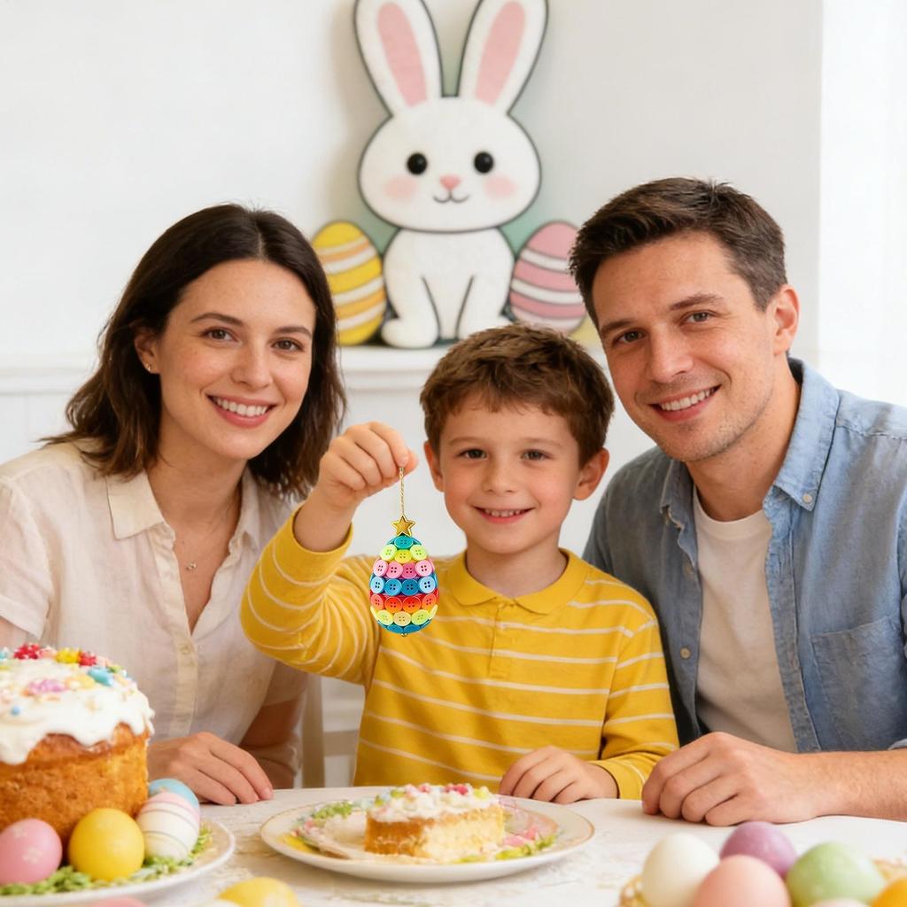 Button Crafts Easter Egg Bunny Pendant Handmade Craft Kits For All Ages For Adults Kids Living Room Bedroom Wall Door Classroom