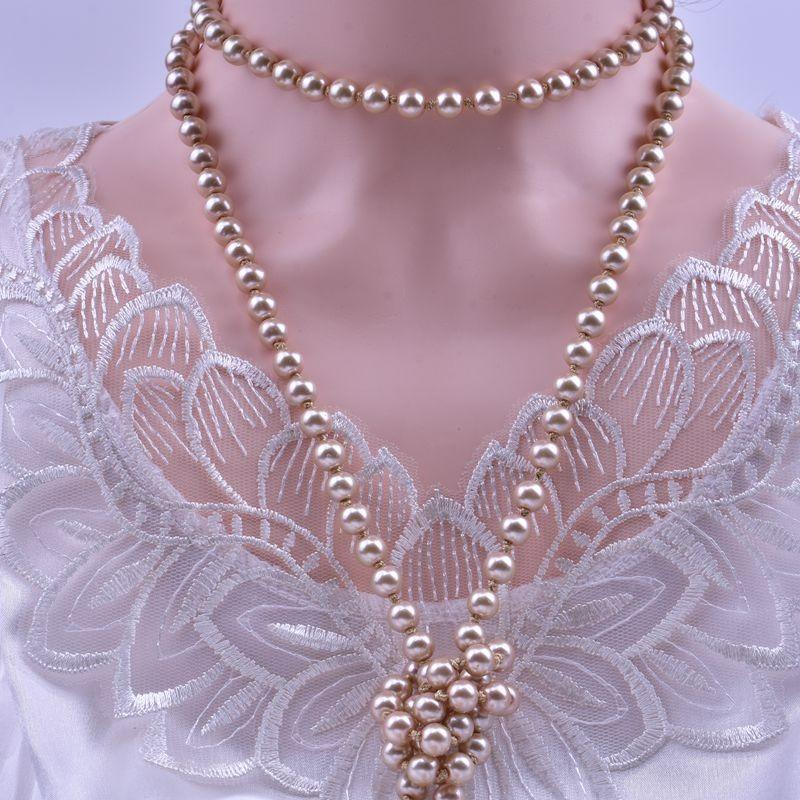 Glass Imitation Pearl Necklace Women's Simple Knotted Multi-layer Long Sweater Chain